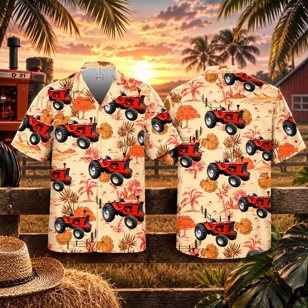 Red Tractor Tropical Hawaiian Shirt