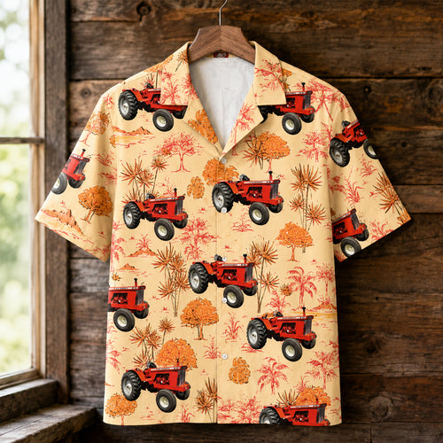 Red Tractor Tropical Hawaiian Shirt