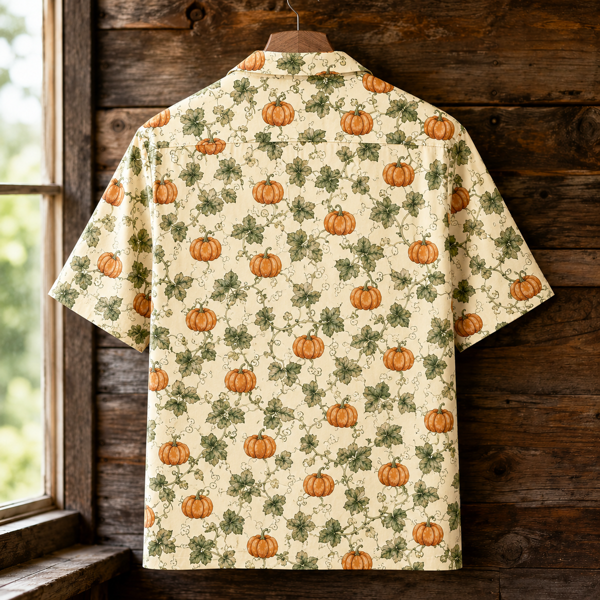 Pumpkin Hawaiian Shirt - Fall Harvest Button-Up Shirt