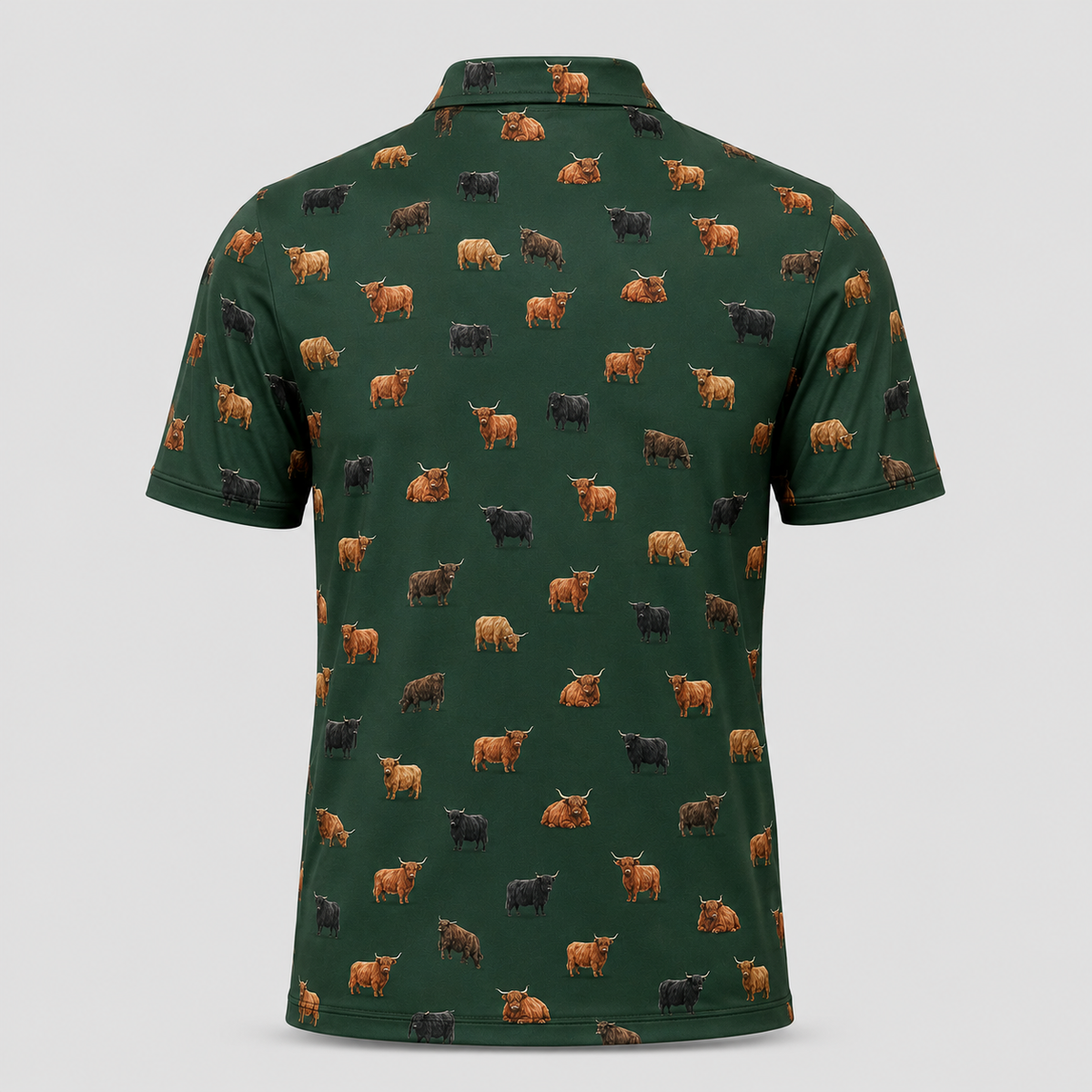 Highland Cow Polo Shirt - Performance Golf Polo with All 4 Coat Colors