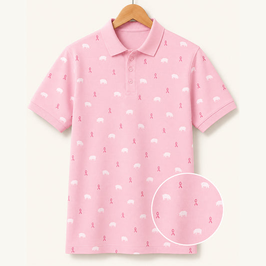 Pig Pink Ribbon Awareness Polo Shirt