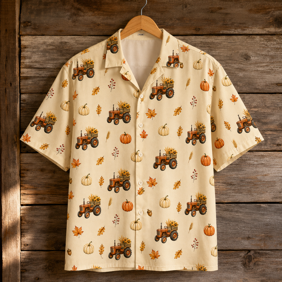 Vintage Tractor Autumn Harvest Hawaiian Shirt